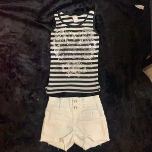 Justice white shorts and tank top